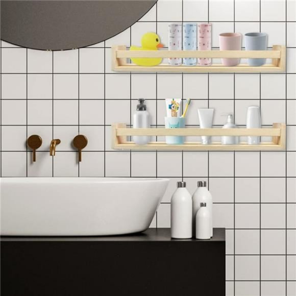 Floating Book Shelves White 24 inches Set of 2 (Natural-24), 24 x 3.94 x 3.54" - Picture 4 of 6